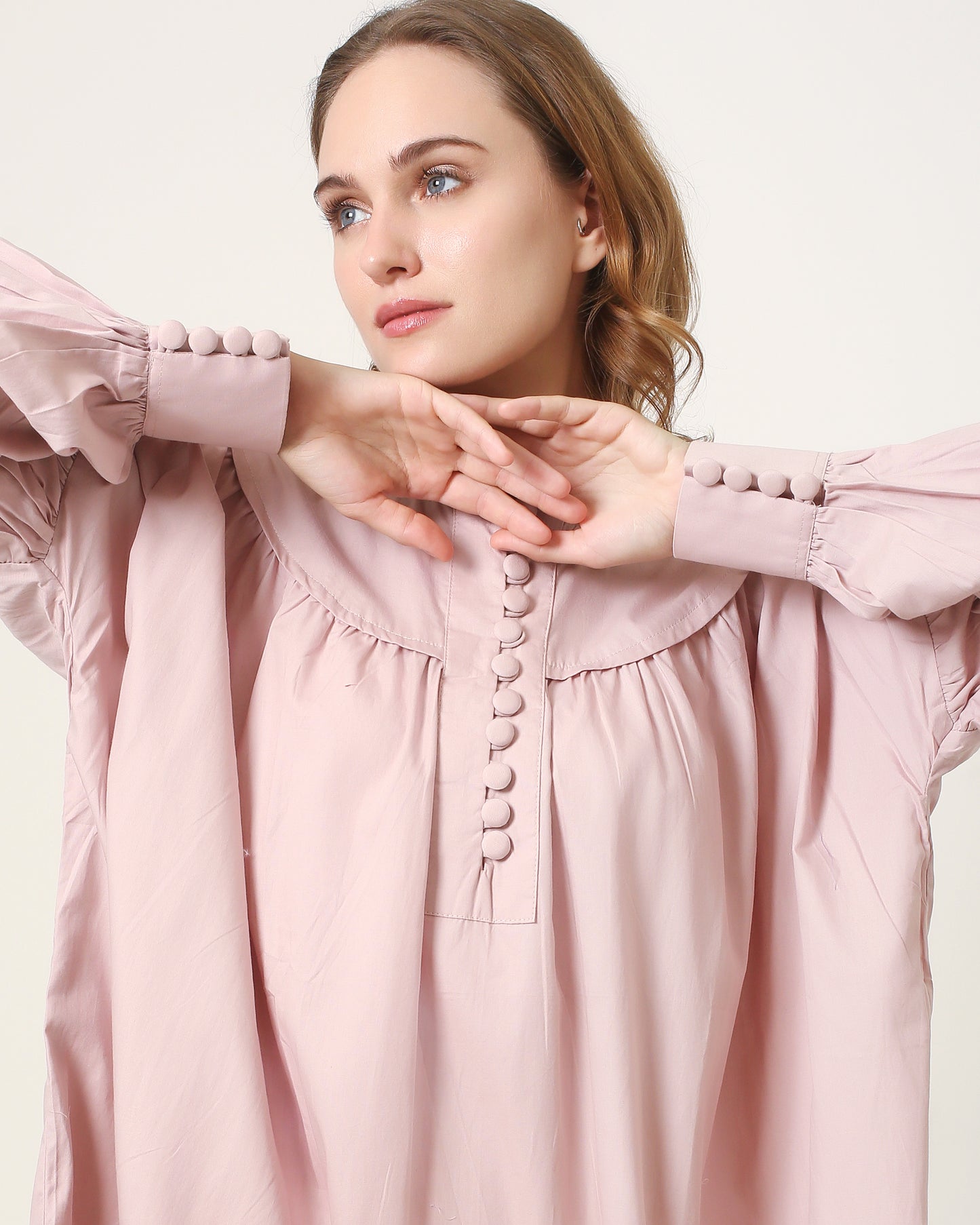 woman tops tunic pakaian wanita soft pink