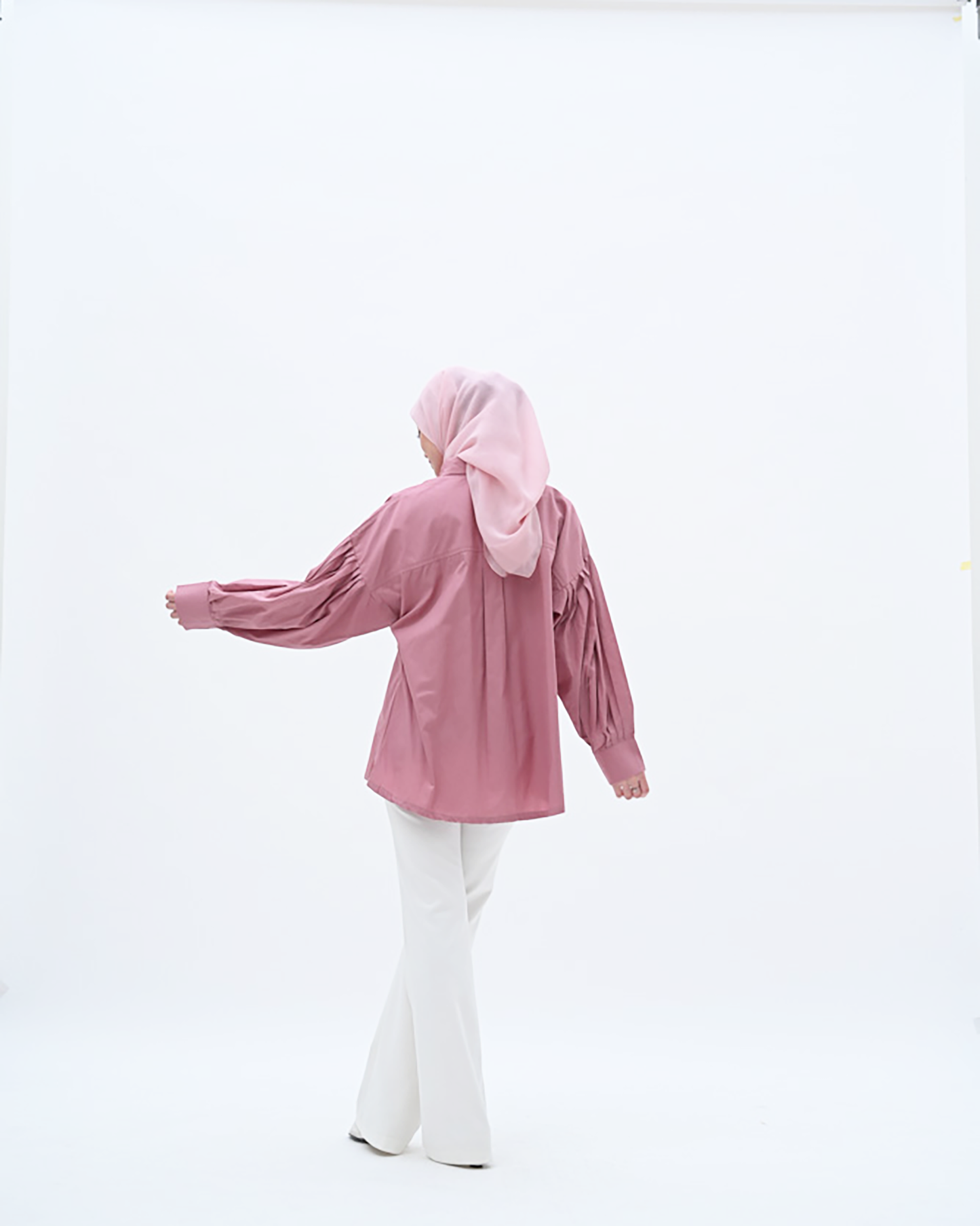 woman tops shirt pakaian wanita pink cotton poplin