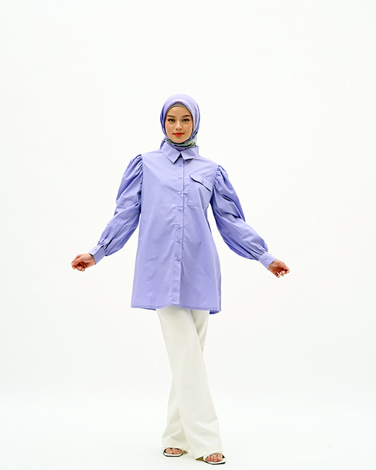 pakaian wanita tops atasan casual blouse purple ungu lilac lavender