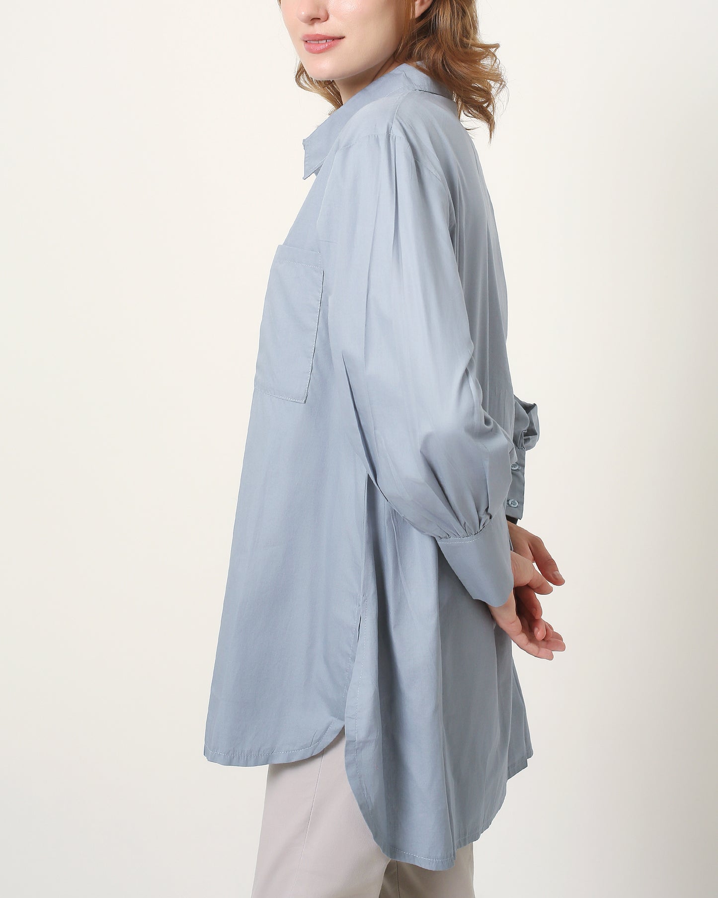 woman tops oversized shirt pakaian wanita atasan kemeja cotton poplin